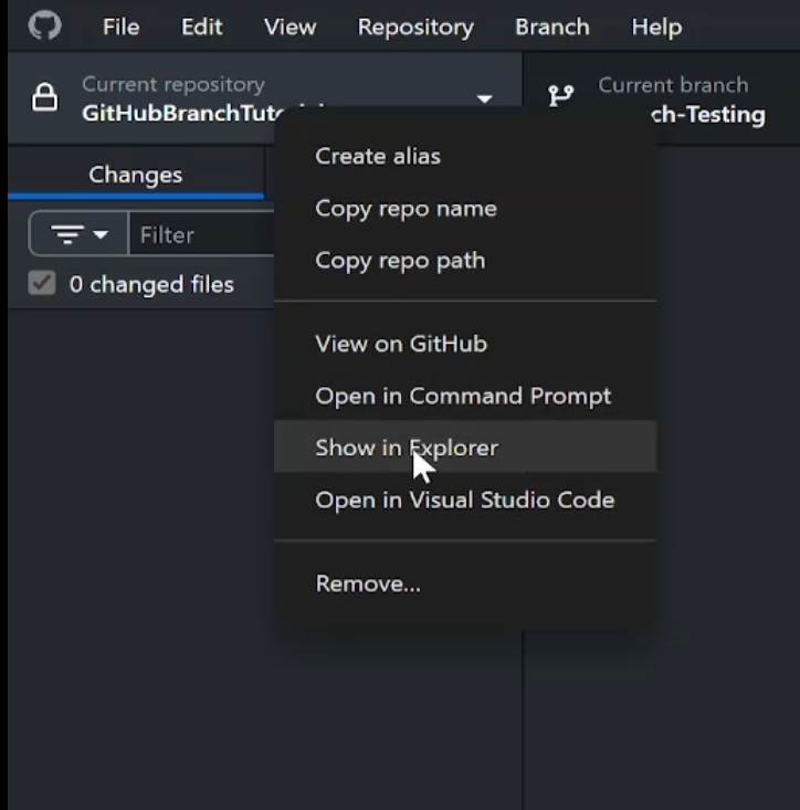 github desktop open file in explorer