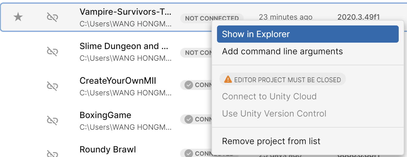 open project folder