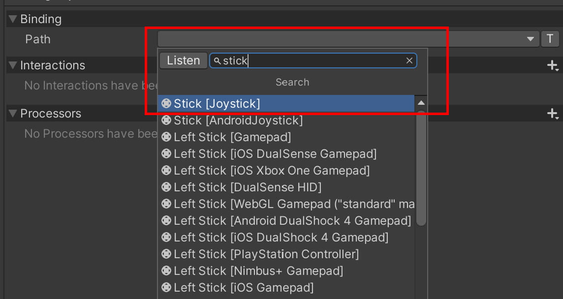 set the path to joystick