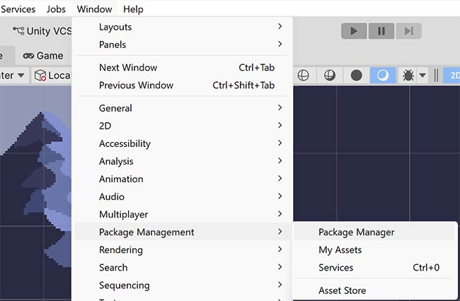 Where to find the Package Manager in Unity 6.