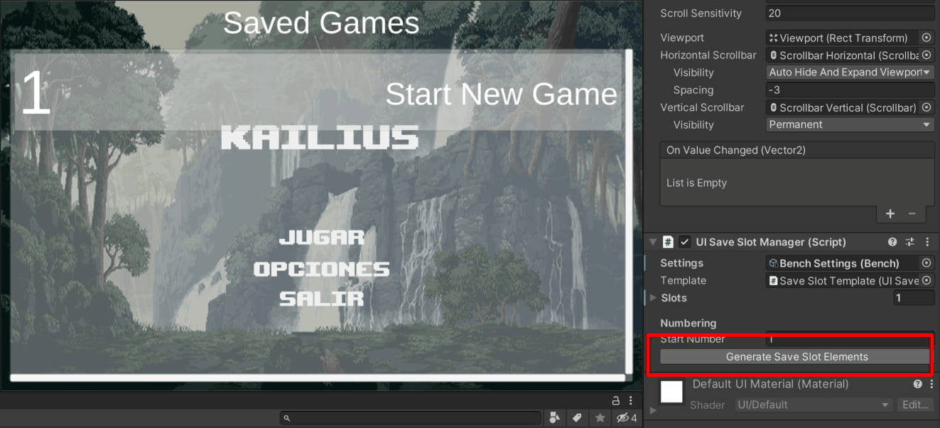 Generate the three save slots.