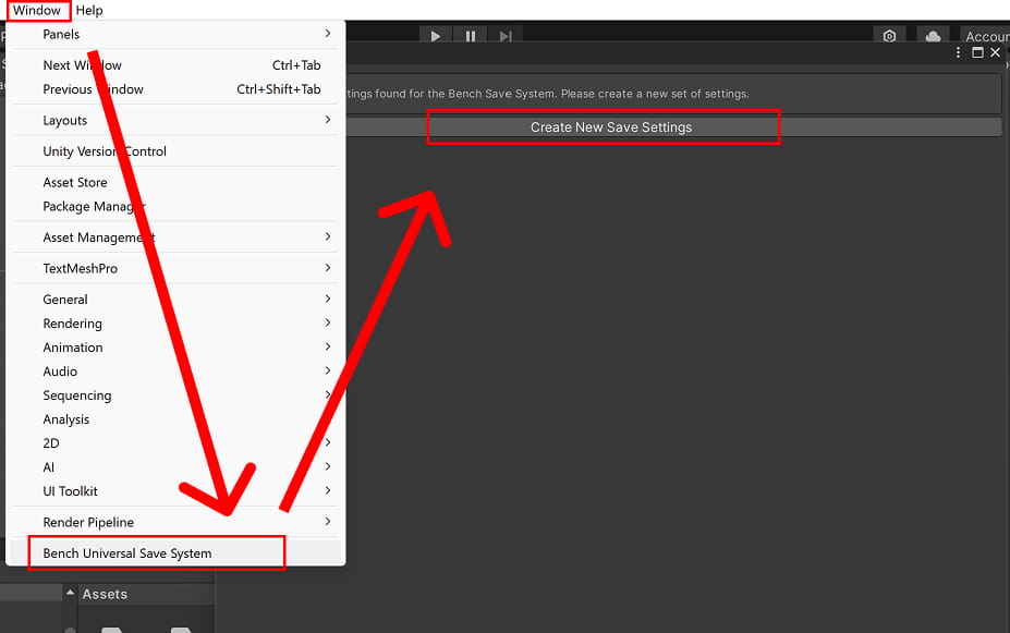 create a Bench Settings asset if the project does not already have one.