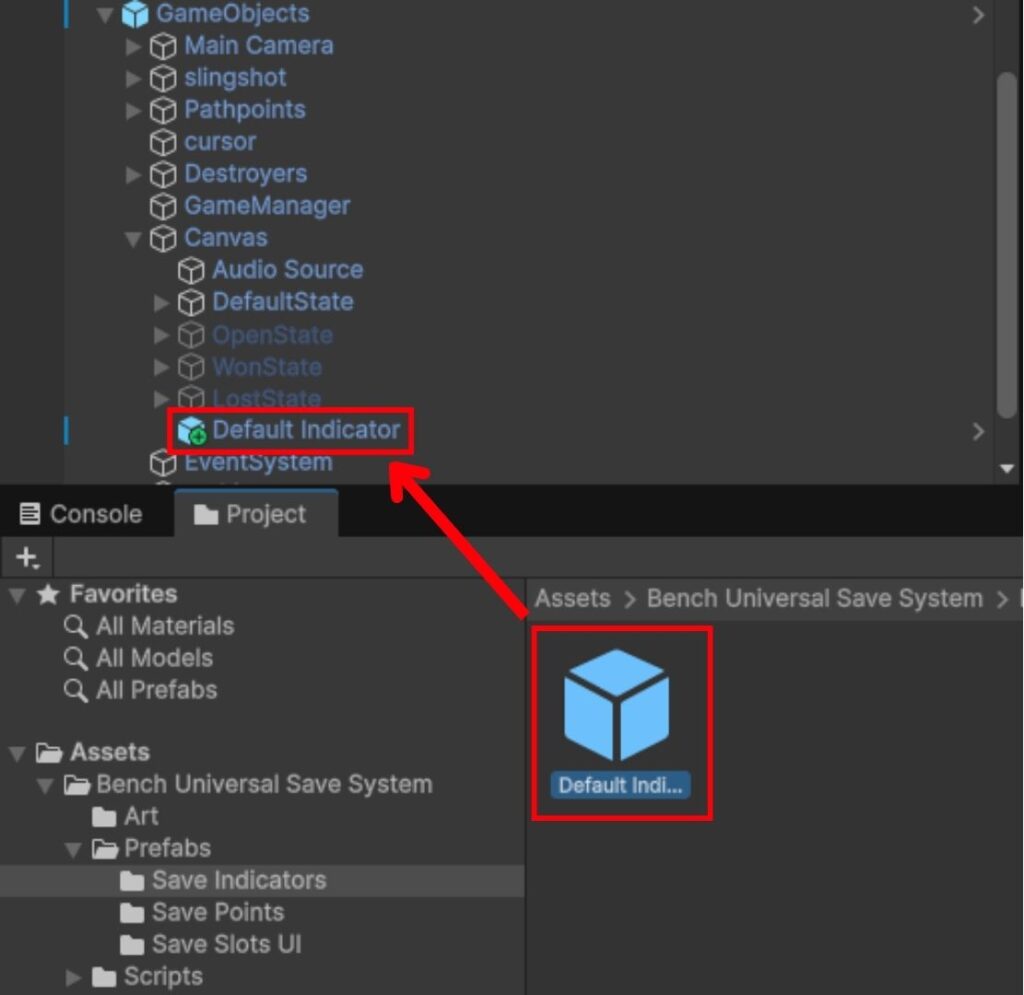 Drag and drop the indicator prefab onto Canvas.
